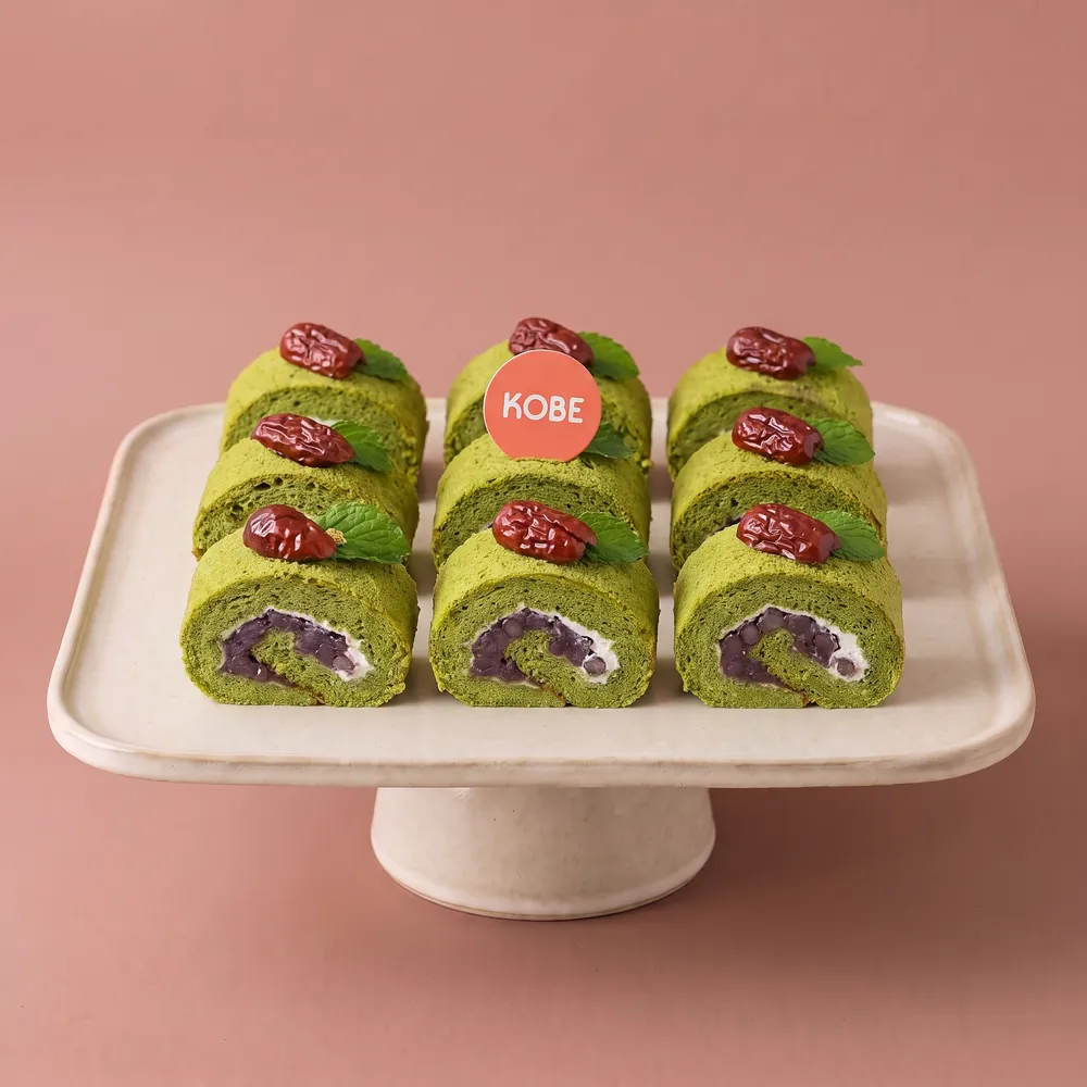 Matcha red apple Swiss roll