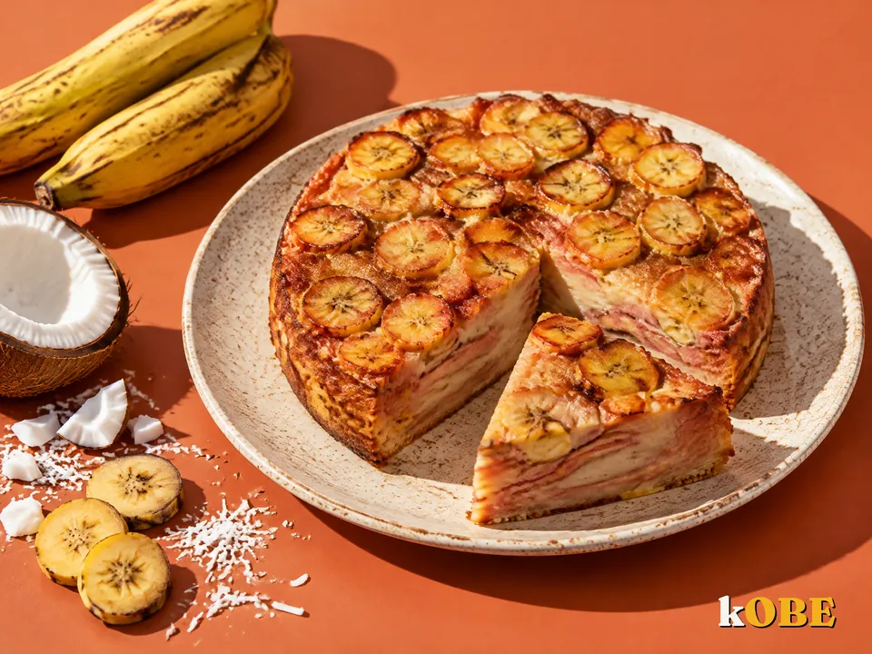 Banh Chuoi Nuong (Baked Banana and Coconut Pudding Cake), No Added Refined Sugar