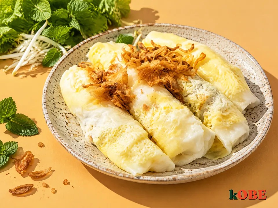 Banh Cuon Trung (Steamed Rice Rolls with Egg), No Added Refined Sugar