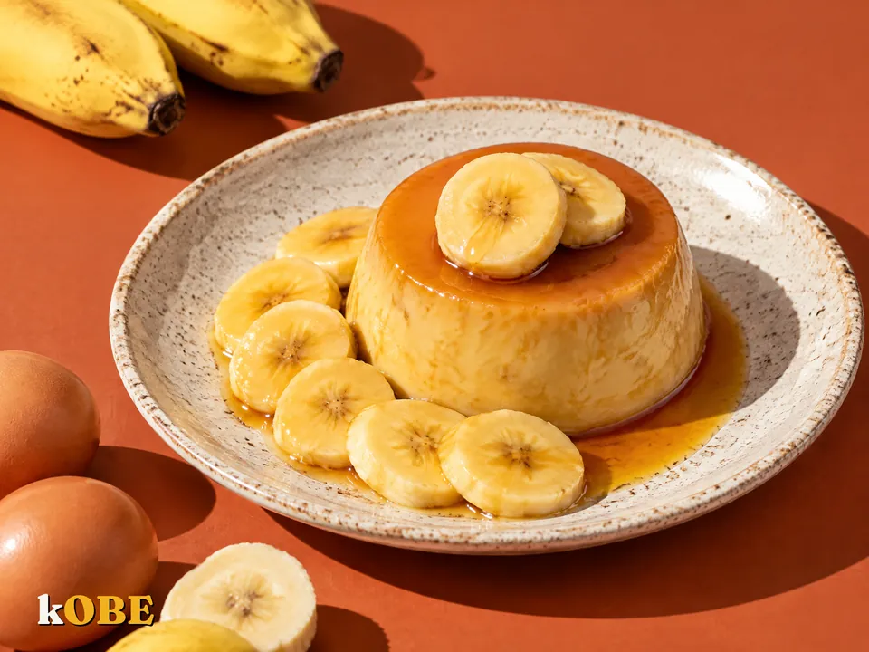 Bánh flan chuối hấp, không thêm đường tinh luyện