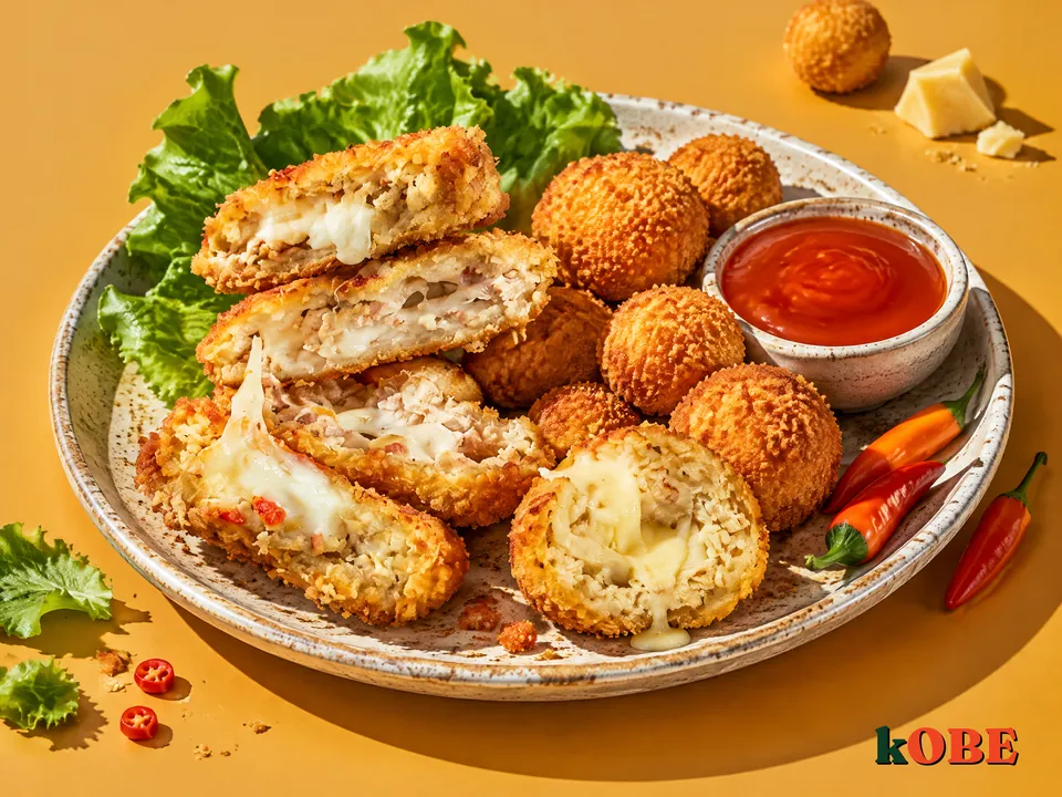 Bánh gà phô mai chiên xù, không thêm đường tinh luyện