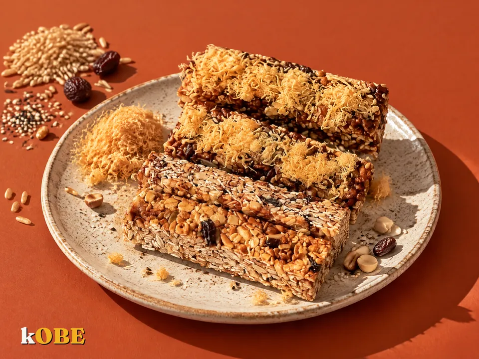 Brown Rice Crisp Bars with Pork Floss