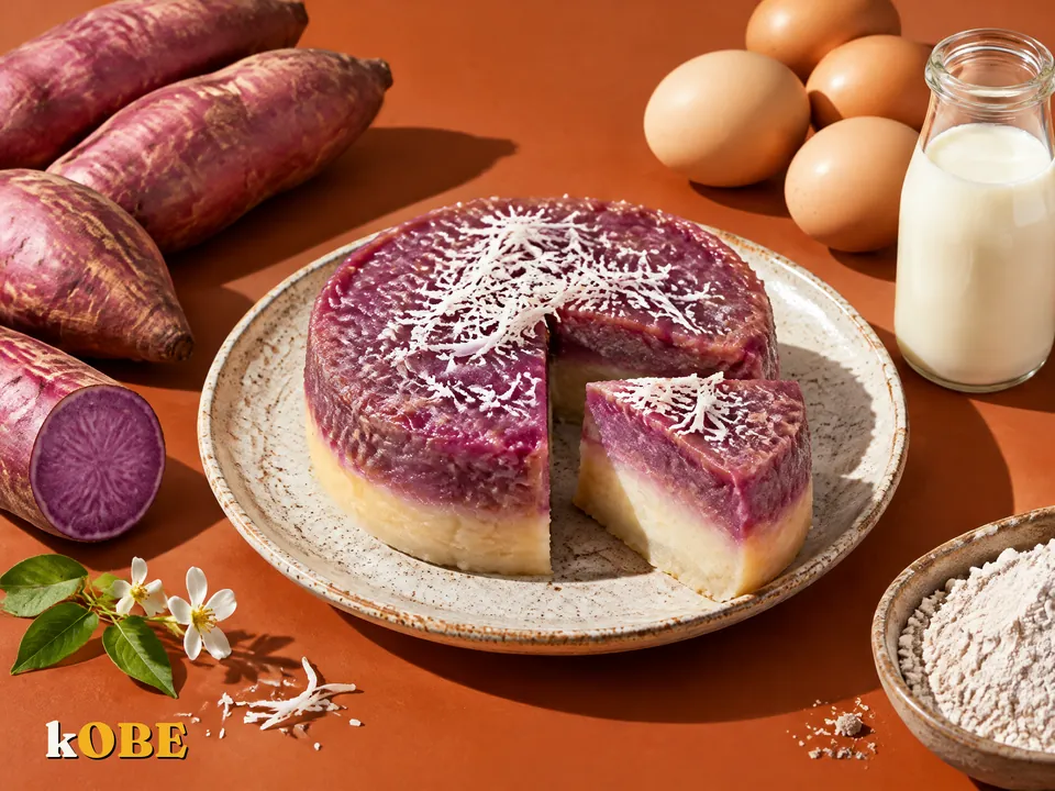 Bánh khoai lang hấp hai màu nước cốt dừa lá dứa
