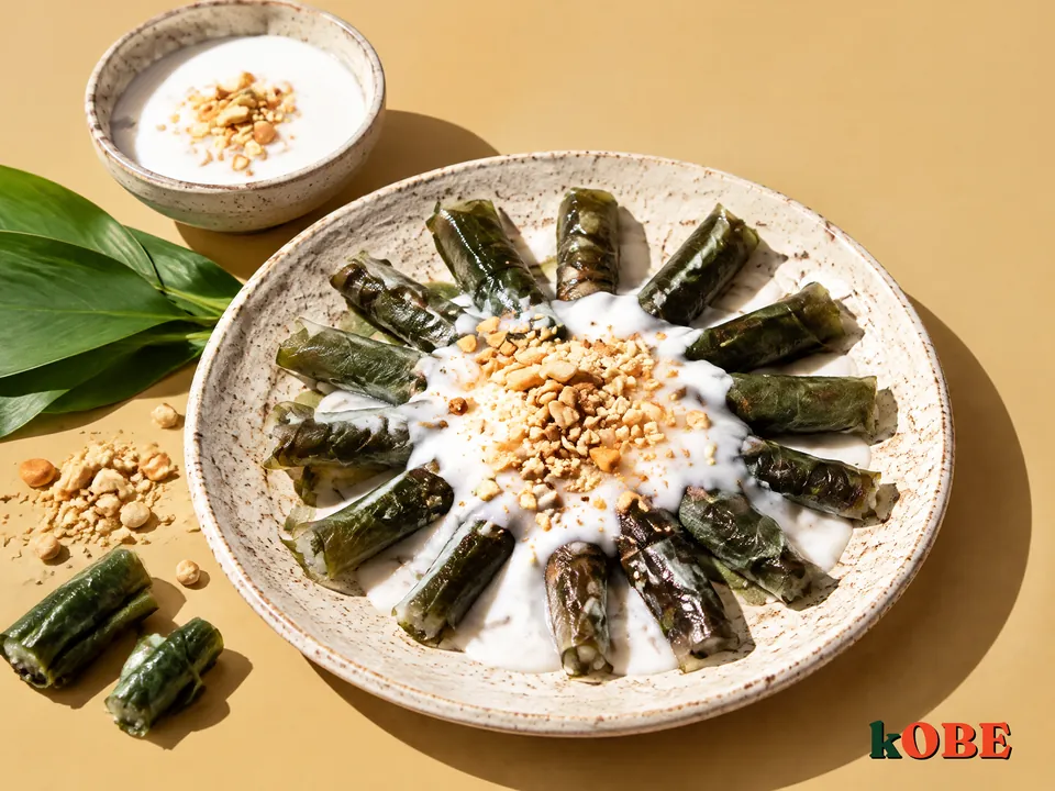 Banh La (Leaf Wrapped Rice Cakes with Coconut Sauce), No Added Refined Sugar
