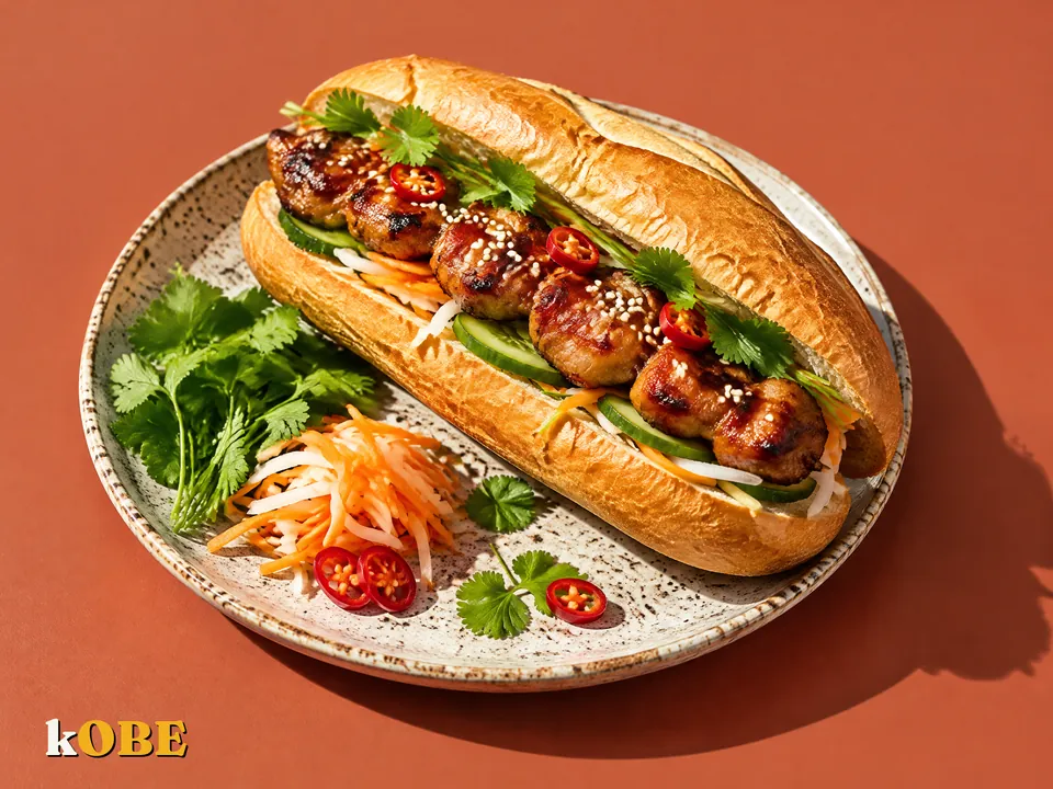 Bánh mì kẹp thịt xiên nướng mật ong sữa yến mạch