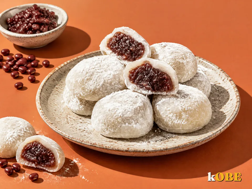 Bánh mochi nhân đậu đỏ, không thêm đường tinh luyện