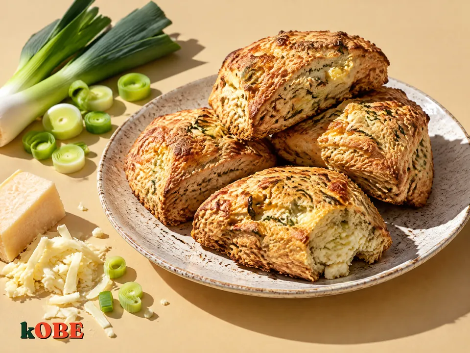Savory Cheese and Leek Scones, Made with Monk Fruit Sweetener