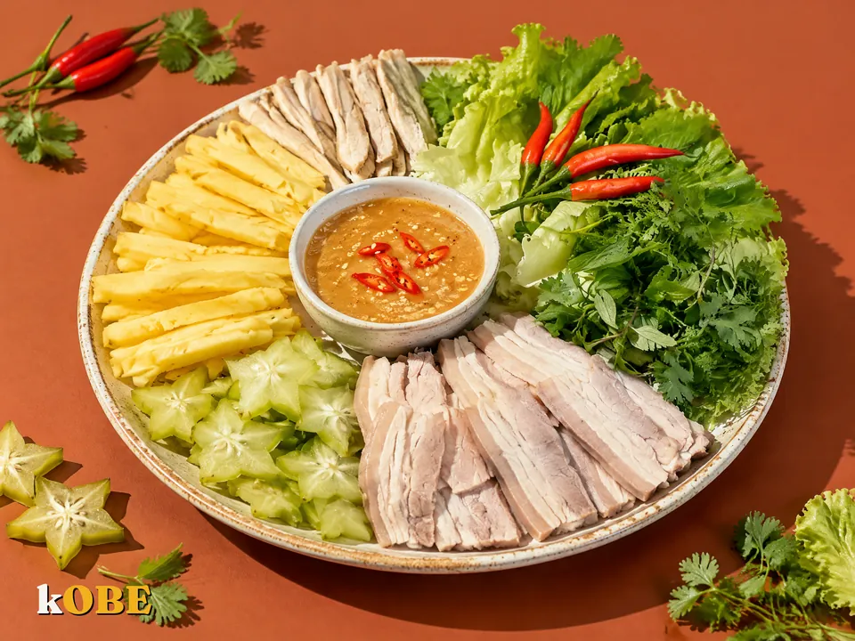 Bánh tráng cuốn thịt heo chấm tương bần