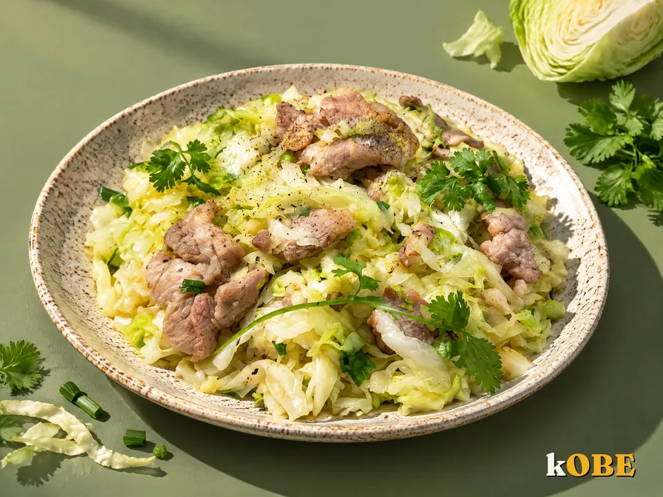 Bắp cải xào thịt heo, không thêm đường tinh luyện