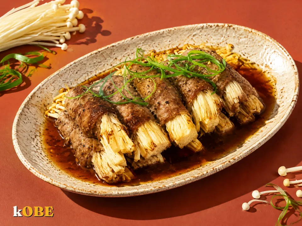 Bò cuộn nấm kim châm nướng giấy bạc, nấu bằng đường la hán quả