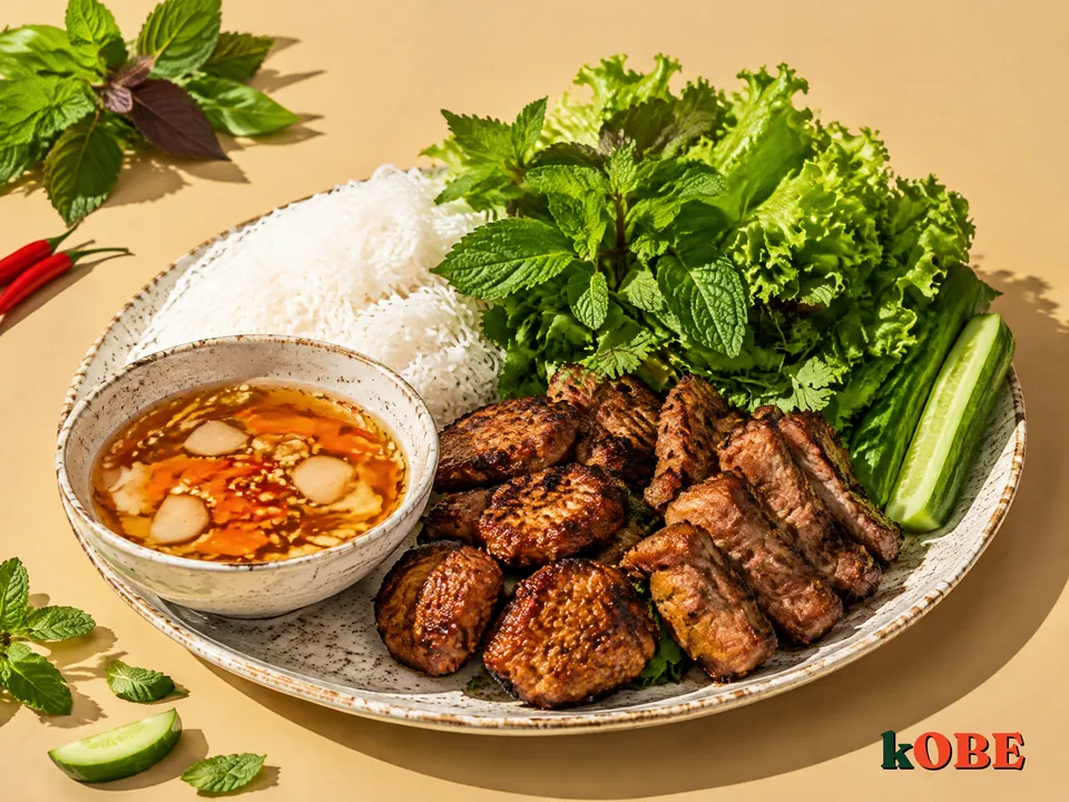 Bun Cha (Grilled Pork Patties and Slices with Noodles), Made with Monk Fruit Sweetener