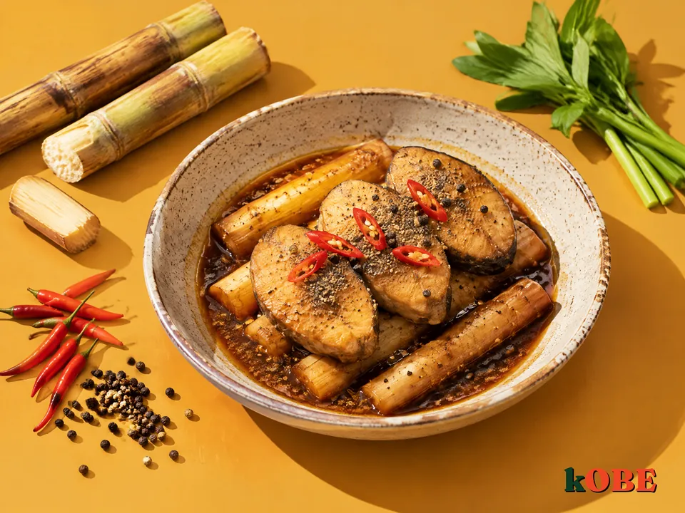 Cá cam kho mía nấu bằng đường la hán quả