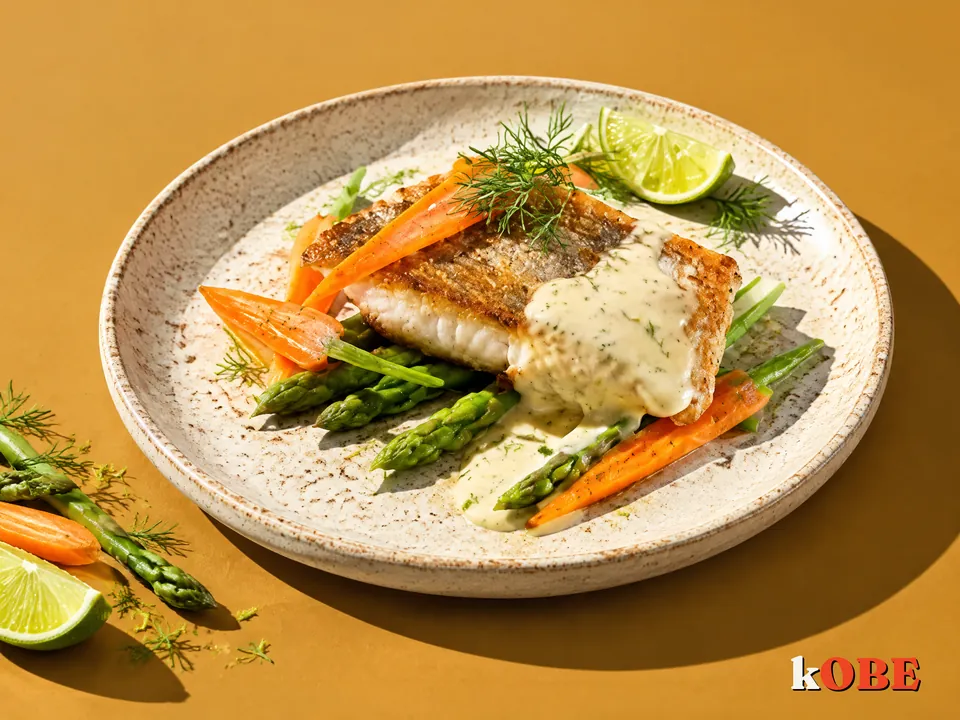 Cá chẽm áp chảo xốt kem chanh