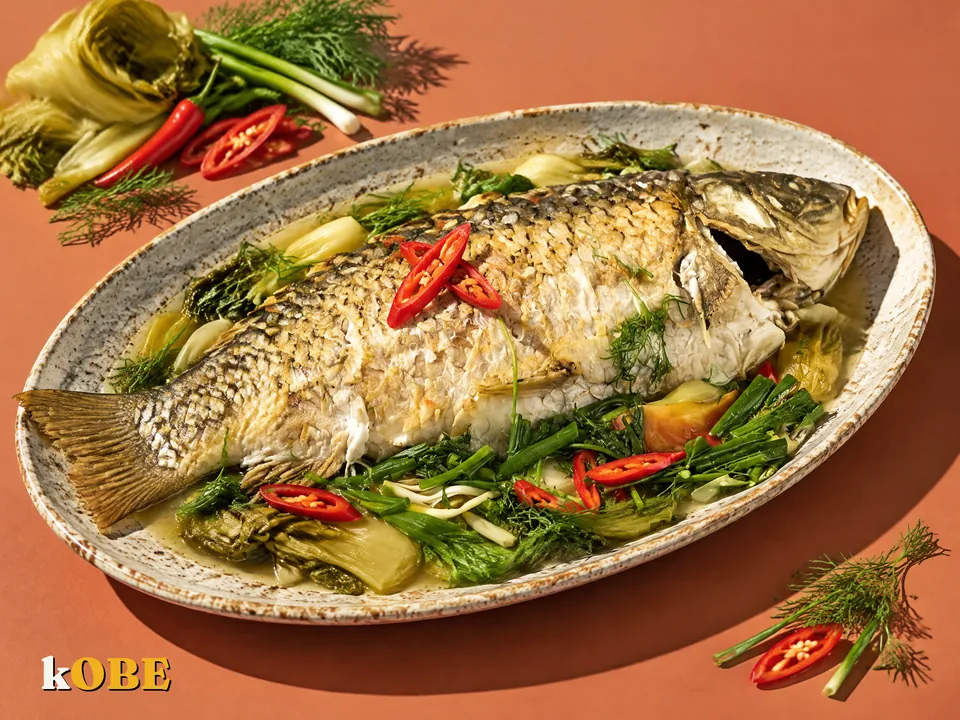 Cá chép om dưa cải chua, nấu bằng đường la hán quả