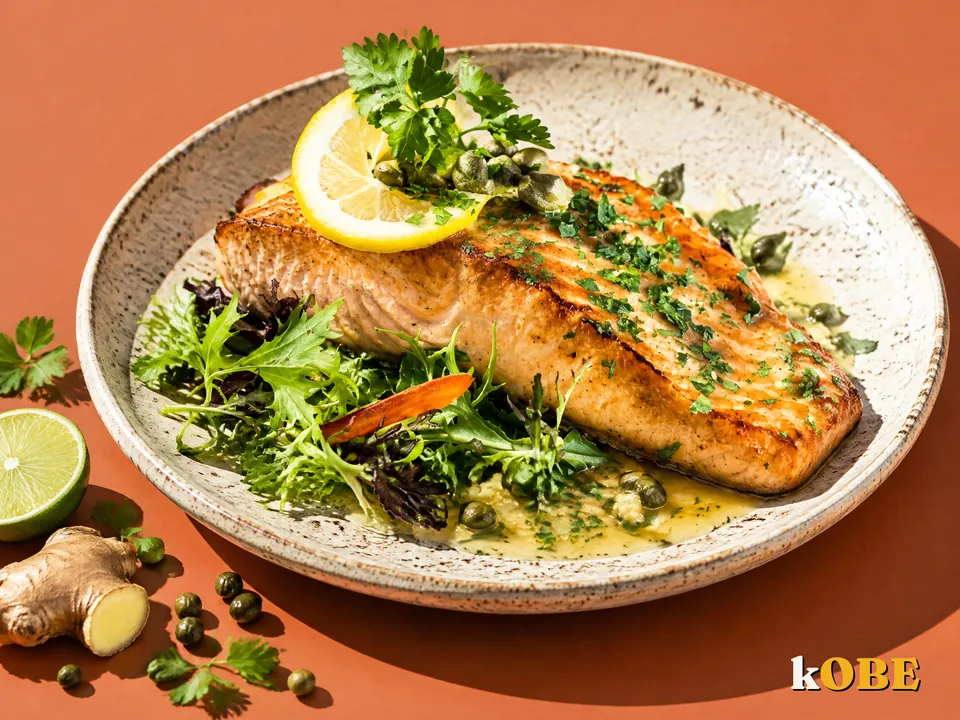 Cá hồi áp chảo xốt chanh gừng