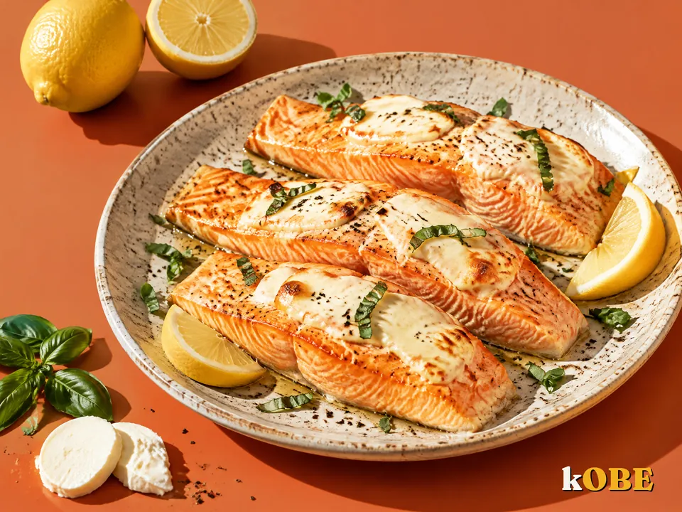 Cá hồi nướng phô mai mozzarella, không thêm đường tinh luyện
