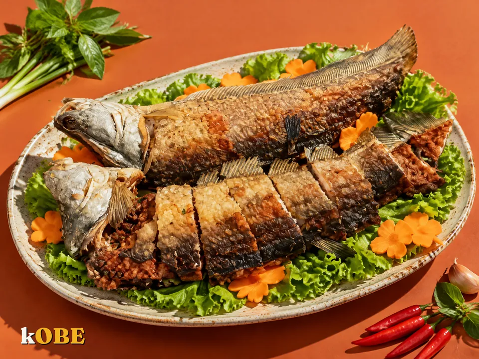 Cá thác lác chiên giòn nhồi chả, không thêm đường tinh luyện