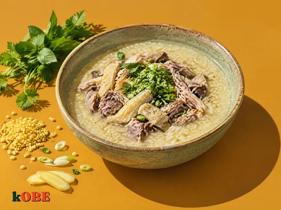 Cháo vịt đậu xanh chấm mắm gừng, không thêm đường tinh luyện