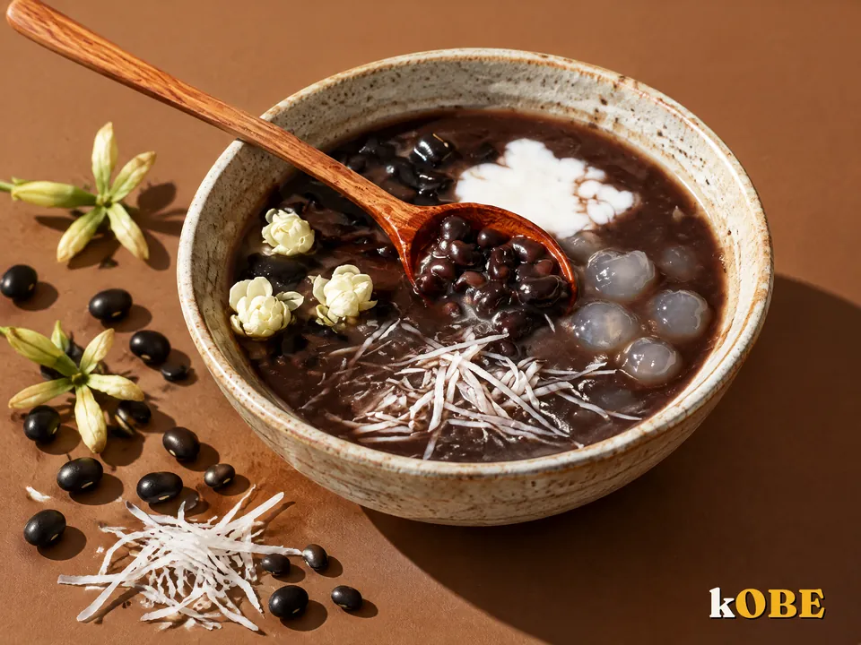 Chè đậu đen trân châu nước cốt dừa làm bằng đường la hán quả