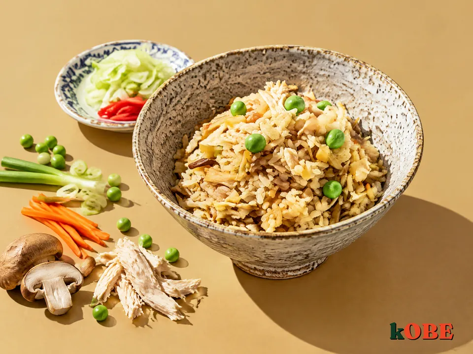 Cơm gà nấu rau củ kiểu Nhật, nấu bằng đường la hán quả