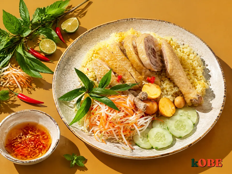 Cơm gà Nha Trang sốt bơ trứng, nấu bằng đường la hán quả