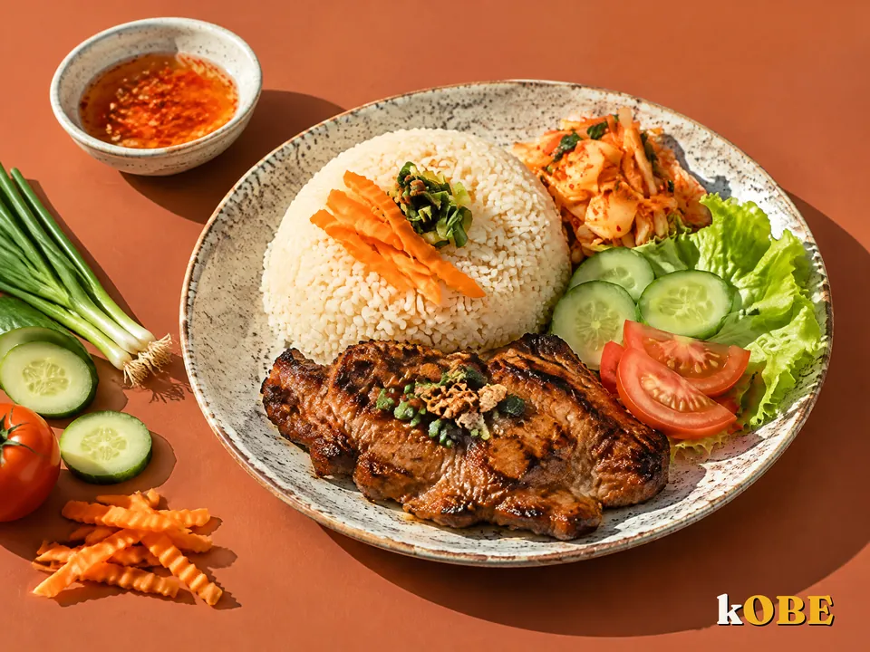 Cơm tấm sườn nướng ướp sữa yến mạch, không thêm đường tinh luyện