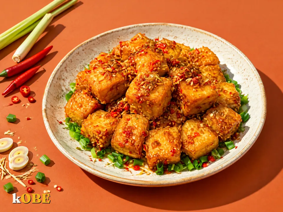 Đậu hũ kho sả ớt chay, không thêm đường tinh luyện