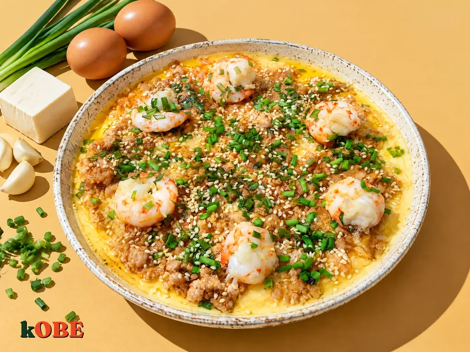 Dau Hu Non Hap Trung (Steamed Silken Tofu with Egg and Pork)