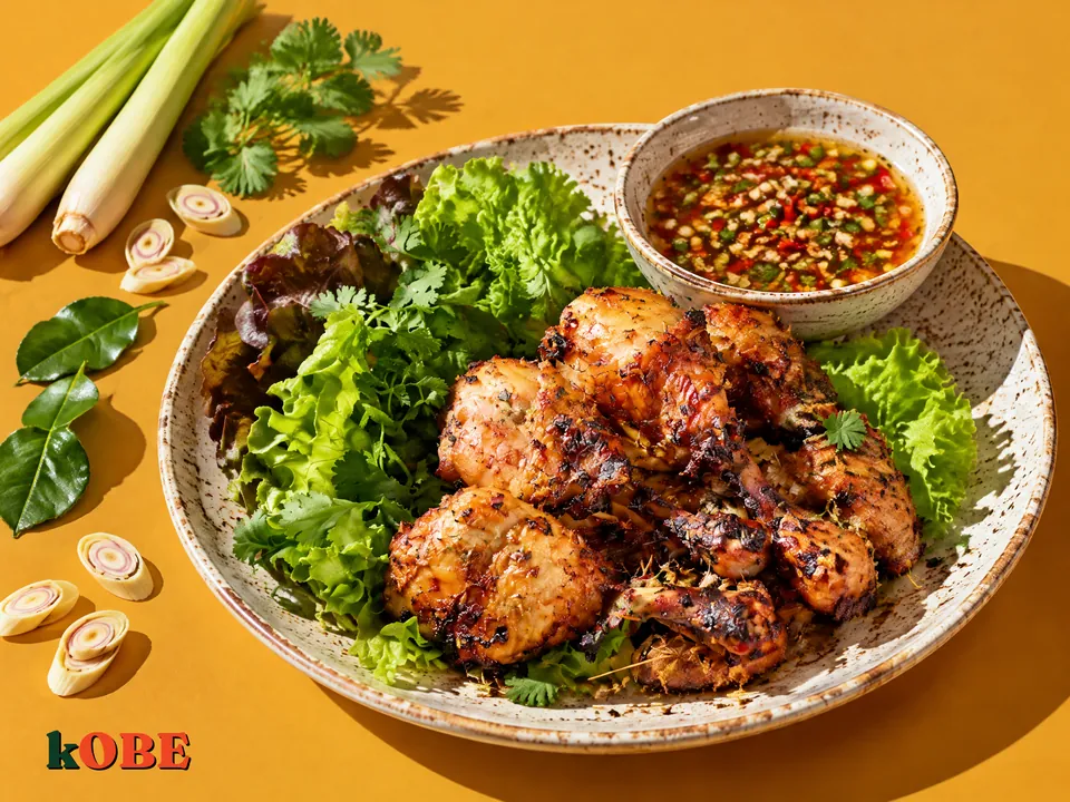 Đùi gà chiên sả kiểu Thái kèm nước chấm chua ngọt làm tại nhà
