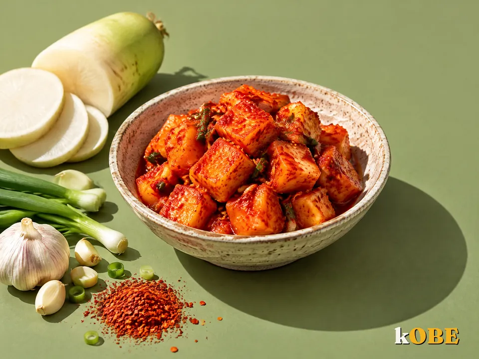 Kkakdugi (Korean Radish Kimchi), Made with Monk Fruit Sweetener