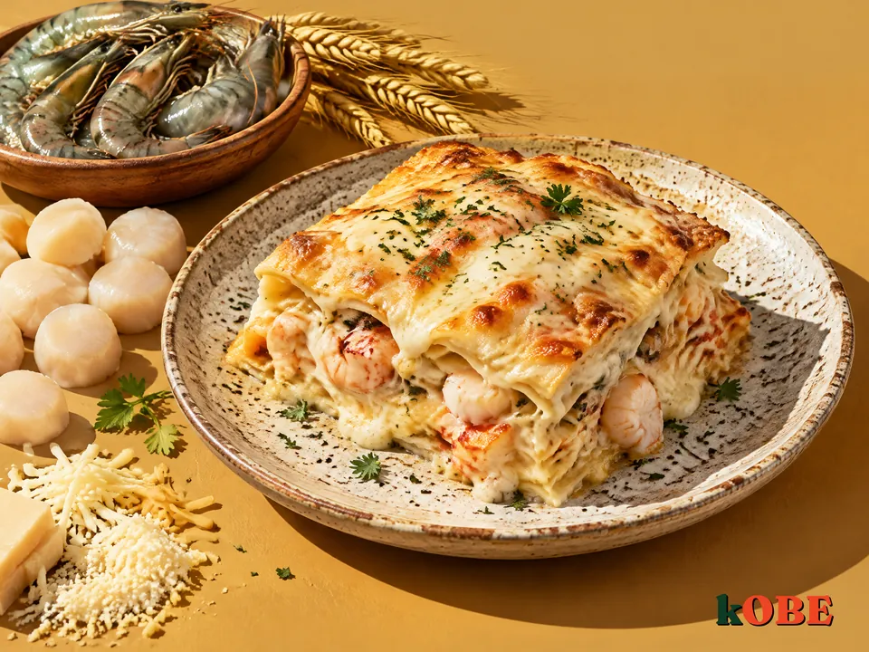 Lasagna hải sản sốt kem sữa yến mạch ba loại phô mai