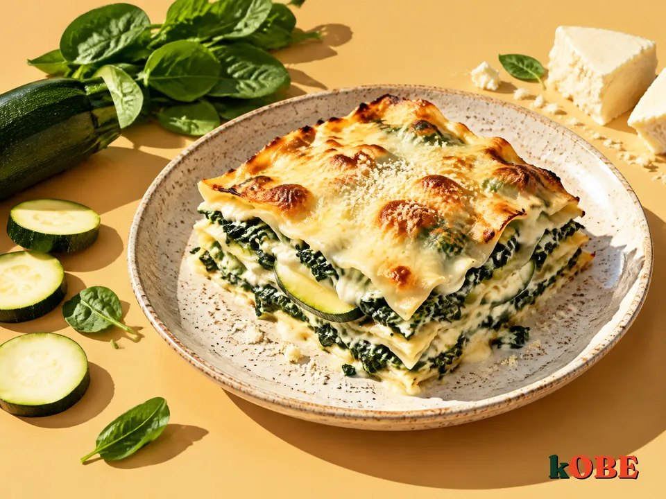 Lasagna rau bina và bí ngòi sốt phô mai trắng làm tại nhà