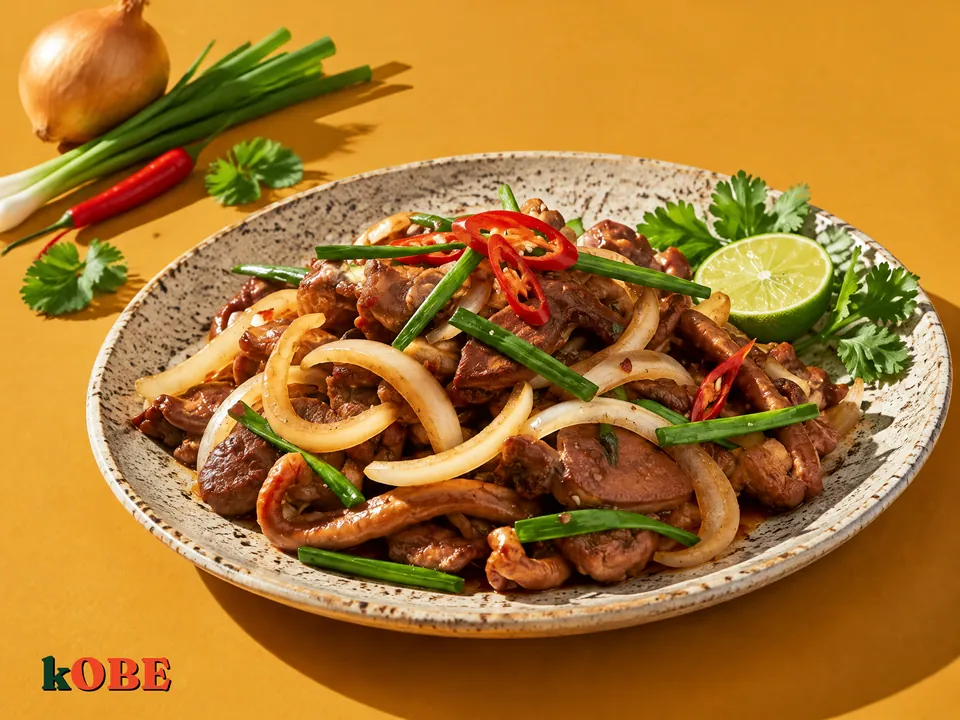 Lòng vịt xào hành tây