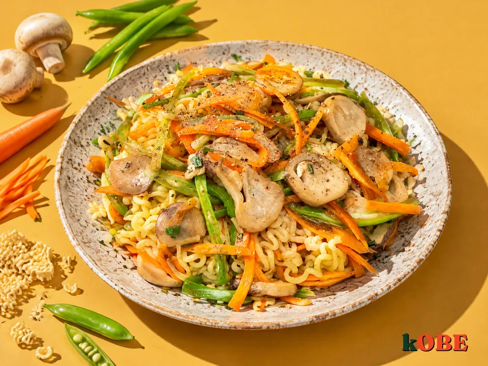 Mì gói trộn rau củ chay, không thêm đường tinh luyện