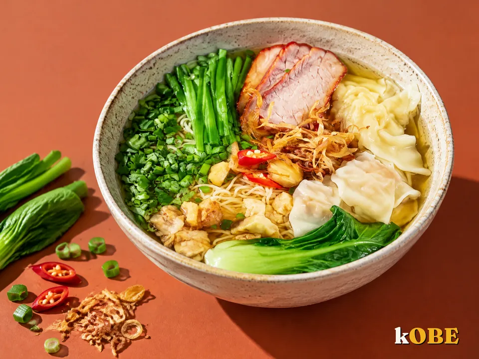 Mì hoành thánh xá xíu, không thêm đường tinh luyện