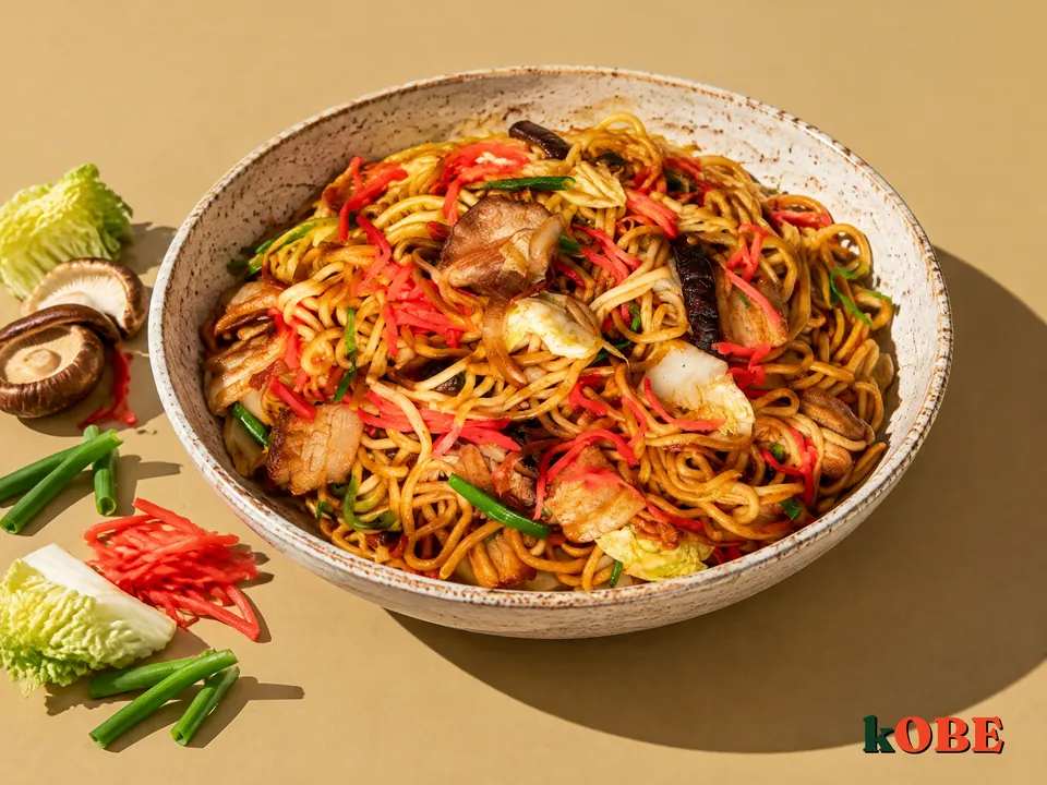 Mì yaki soba xào thịt heo rau củ nấu bằng đường la hán quả