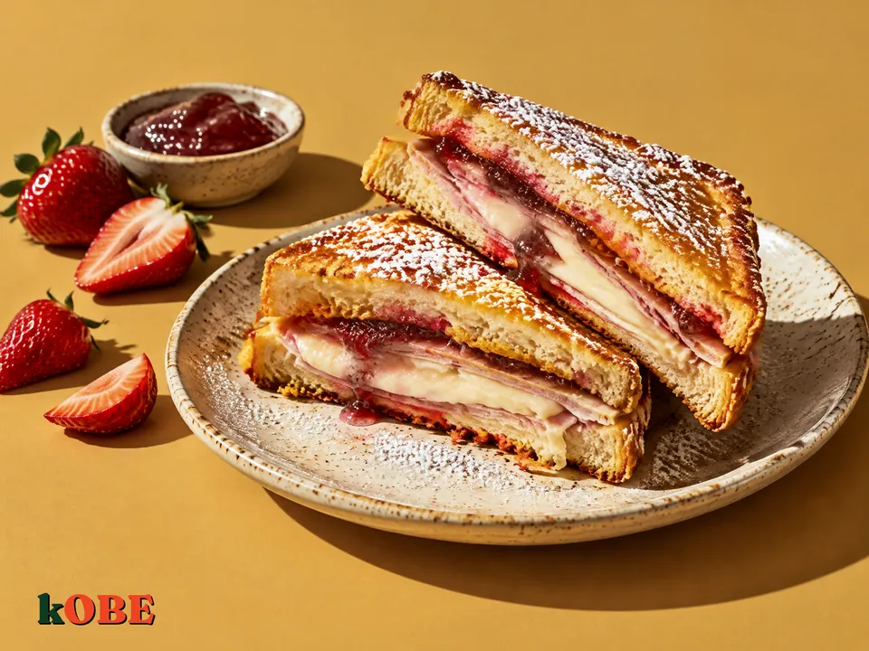 Monte Cristo sandwich sốt dâu, không thêm đường tinh luyện