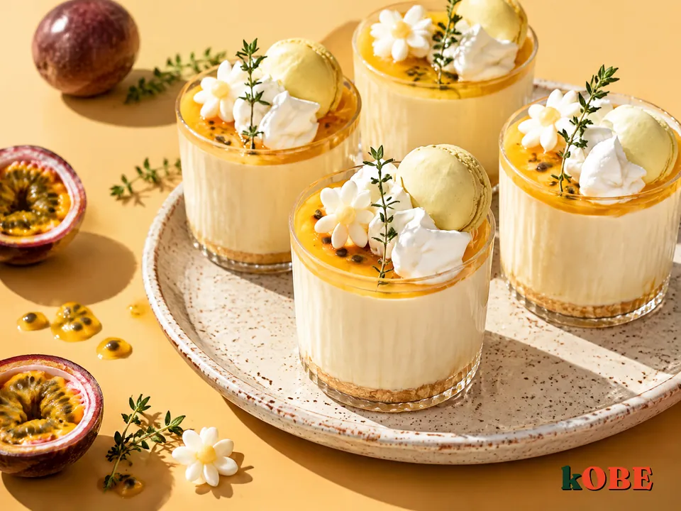 Mousse chanh dây trong ly, không thêm đường tinh luyện