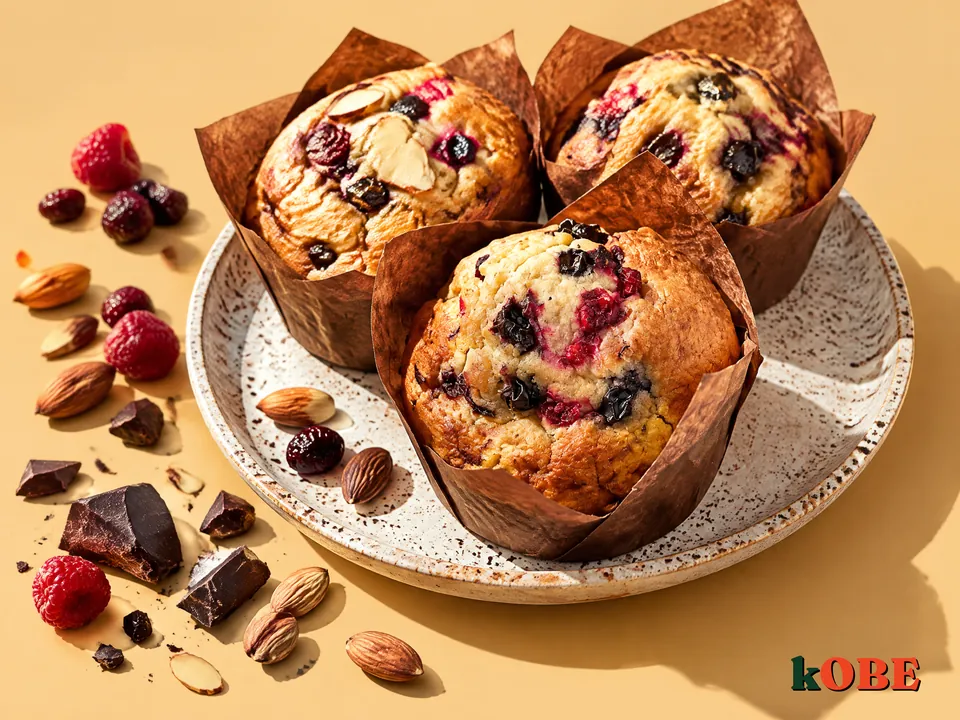Muffin sô cô la hạnh nhân làm bằng đường la hán quả