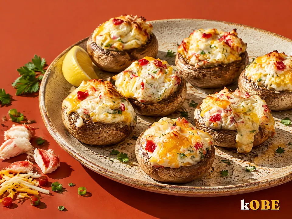 Nấm mỡ nhồi thịt cua cream cheese kiểu Âu, không thêm đường tinh luyện