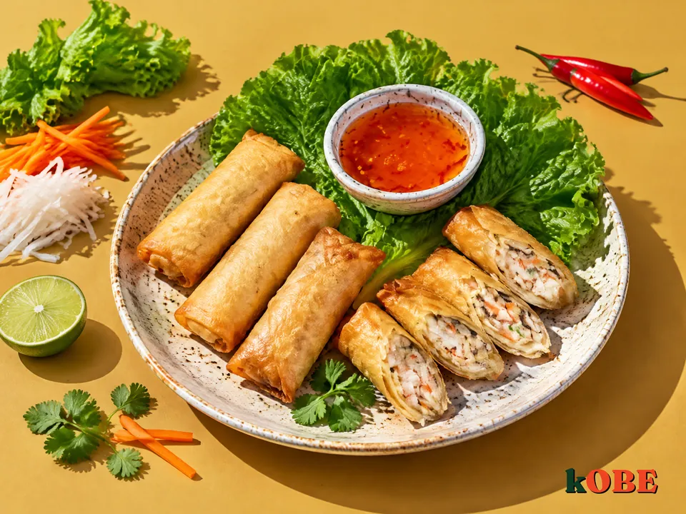 Nem Hai San Chien Xu (Crispy Seafood Rolls with Mayo)