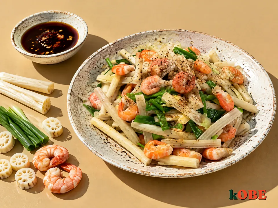 Ngó sen xào tôm, không thêm đường tinh luyện