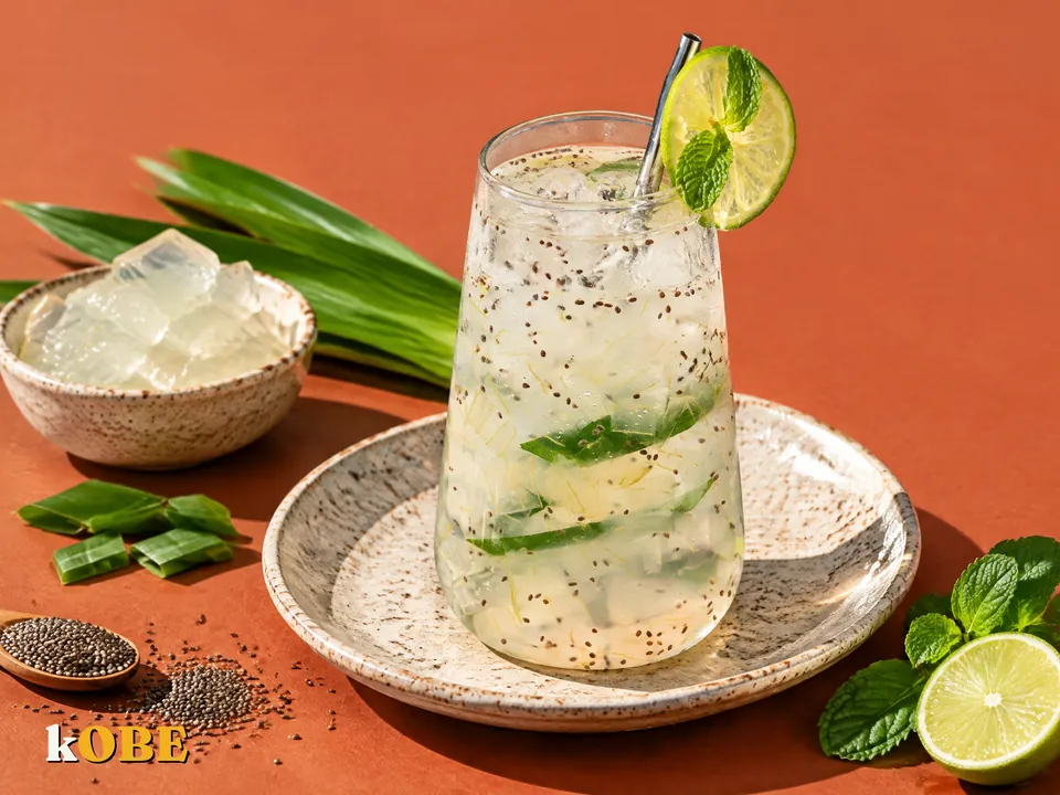 Nha Dam La Dua Hat Chia (Aloe Vera Pandan Chia Cooler), No Added Refined Sugar