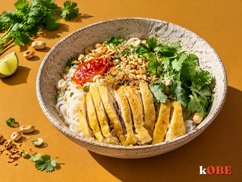 Phở gà trộn xì dầu Hà Nội nấu bằng đường la hán quả