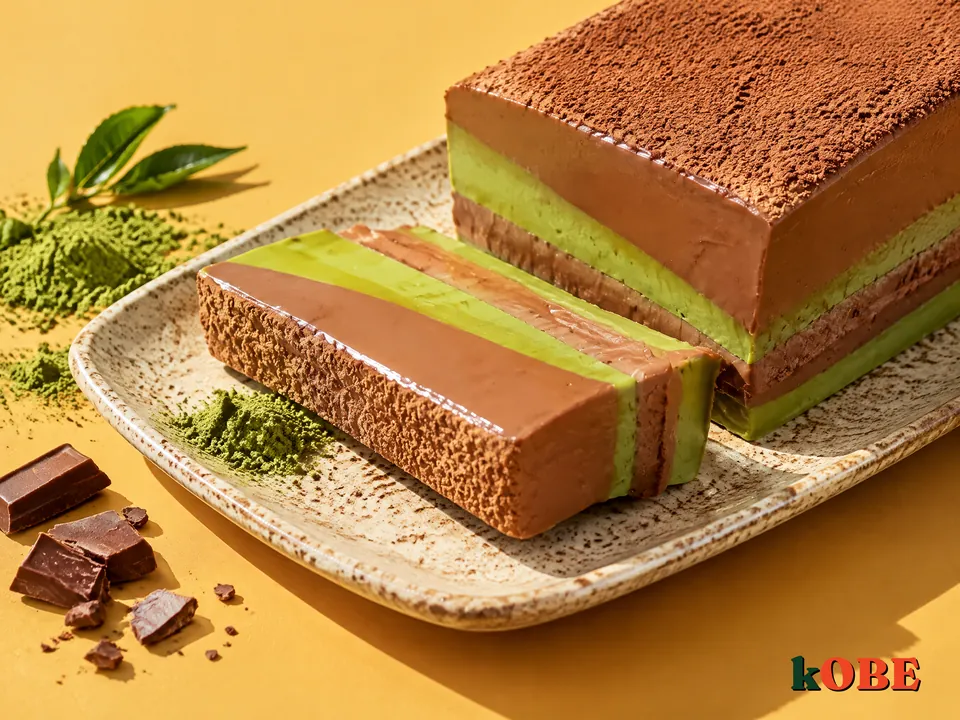 Pudding trà xanh socola phân tầng, không thêm đường tinh luyện