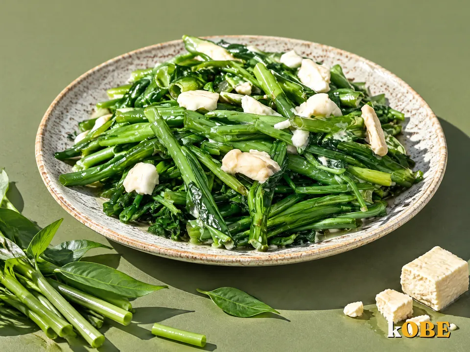 Rau muống xào chao, không thêm đường tinh luyện