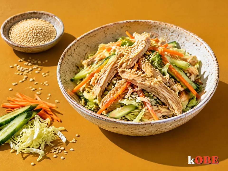 Japanese Shredded Chicken Salad with Sesame Dressing, Made with Monk Fruit Sweetener