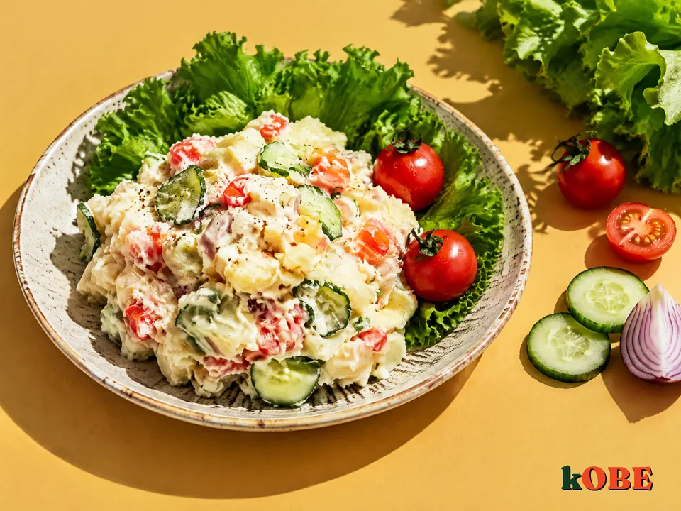 American Potato Salad with Mayonnaise and Olive Oil