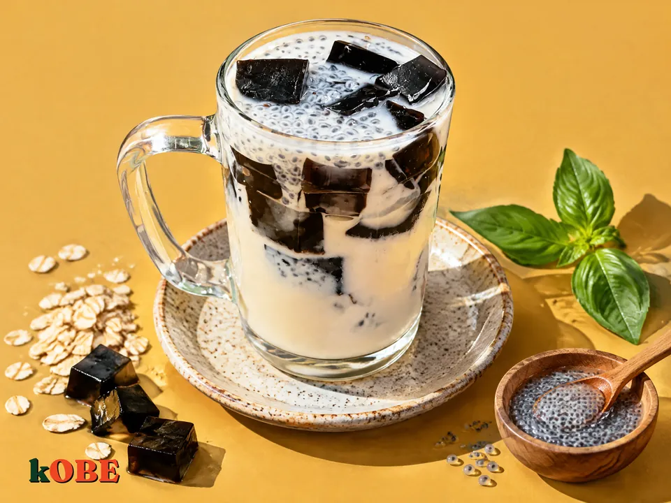 Sương sáo sữa yến mạch hạt é ngọt bằng đường la hán quả