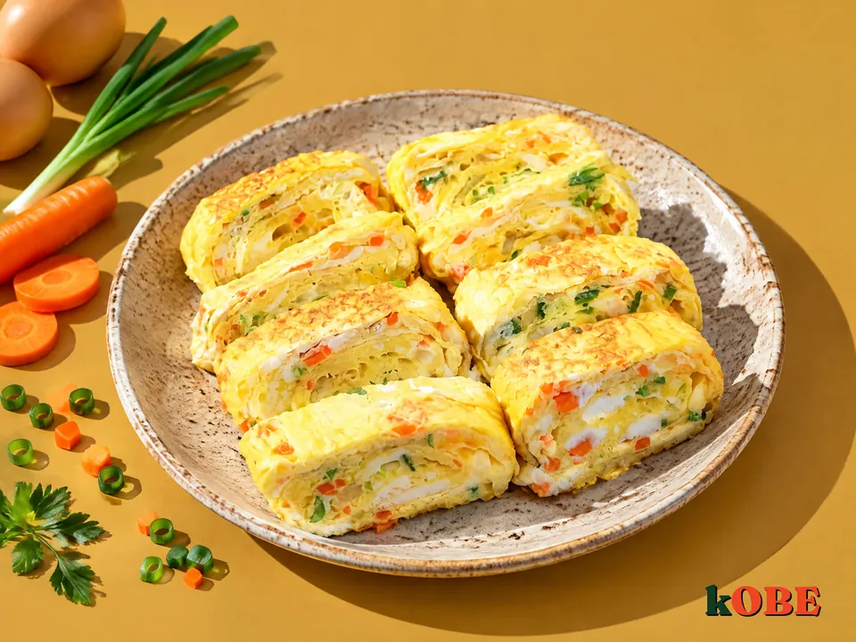 Cheese and Vegetable Rolled Omelette